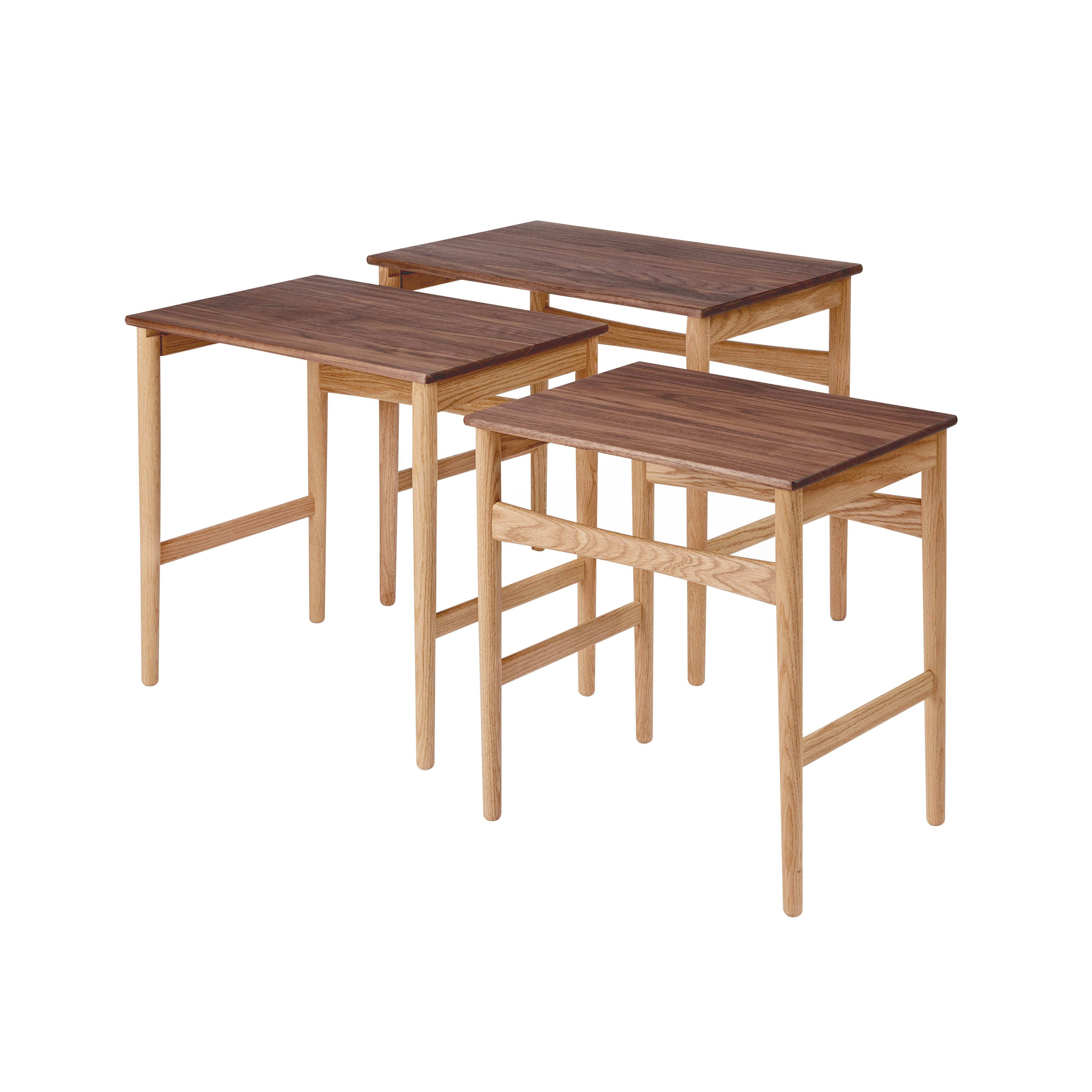 CH004 Nesting Tables: Set of 3 + Oiled Walnut + Oiled Oak