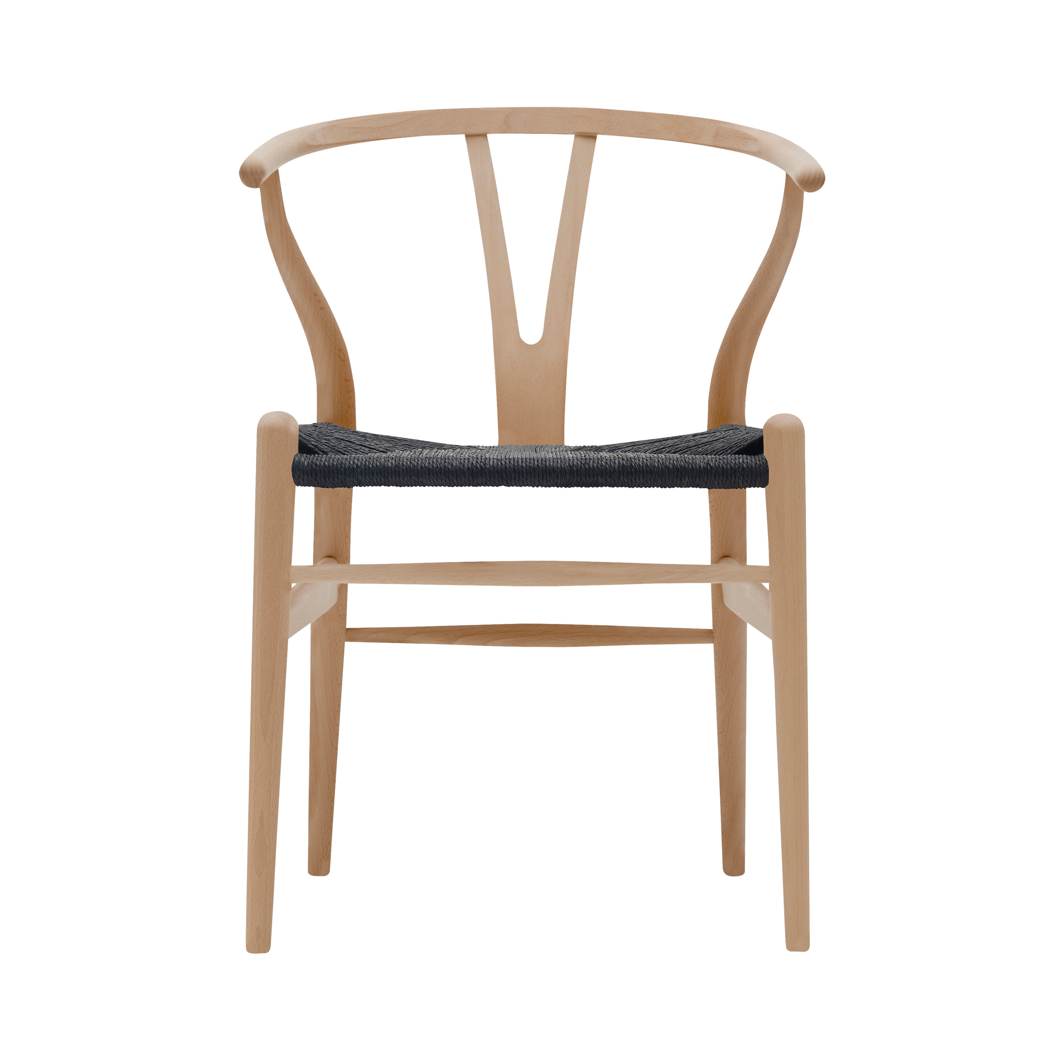 CH24 Wishbone Chair: Black + Oiled Beech