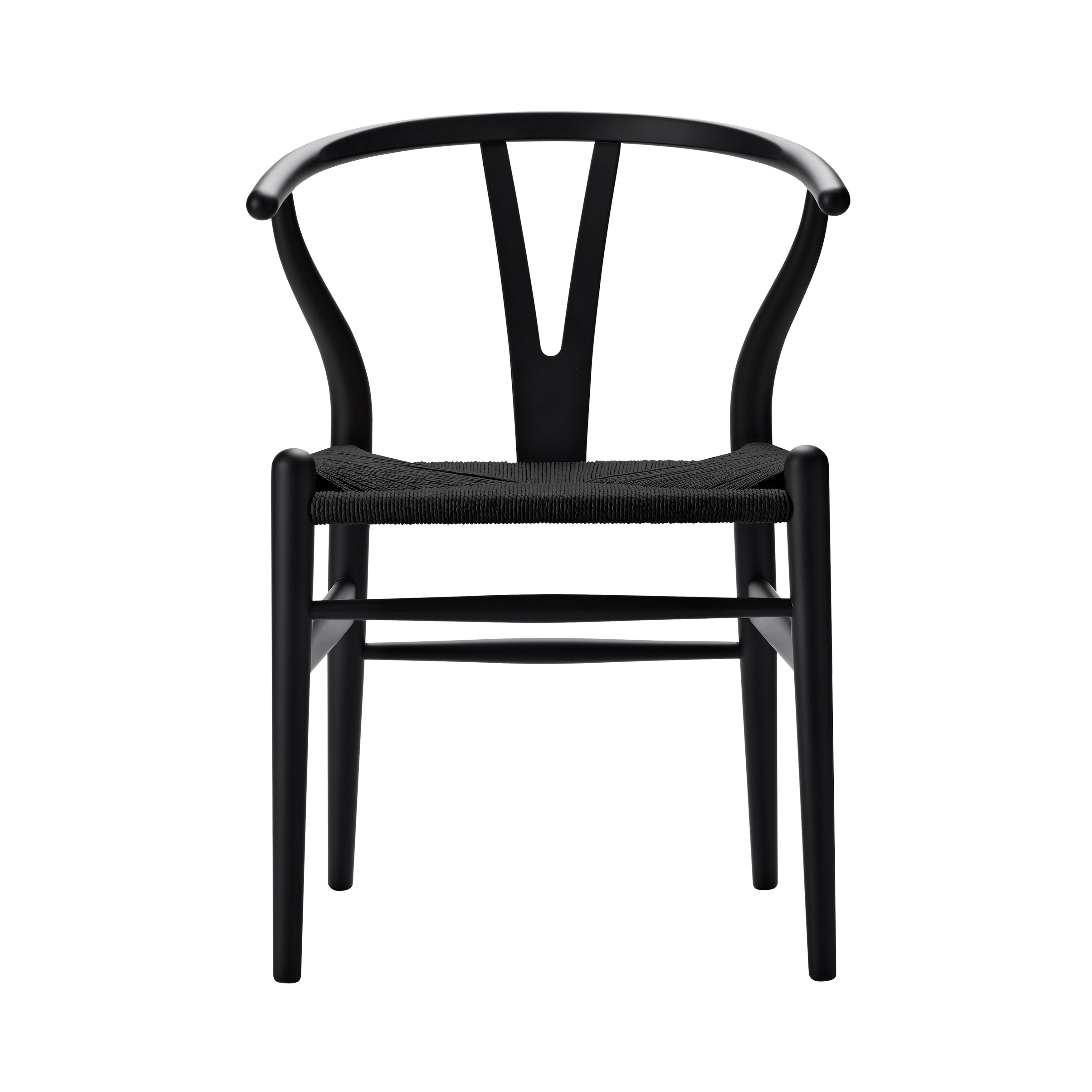 CH24 Wishbone Chair: Black + Black Beech