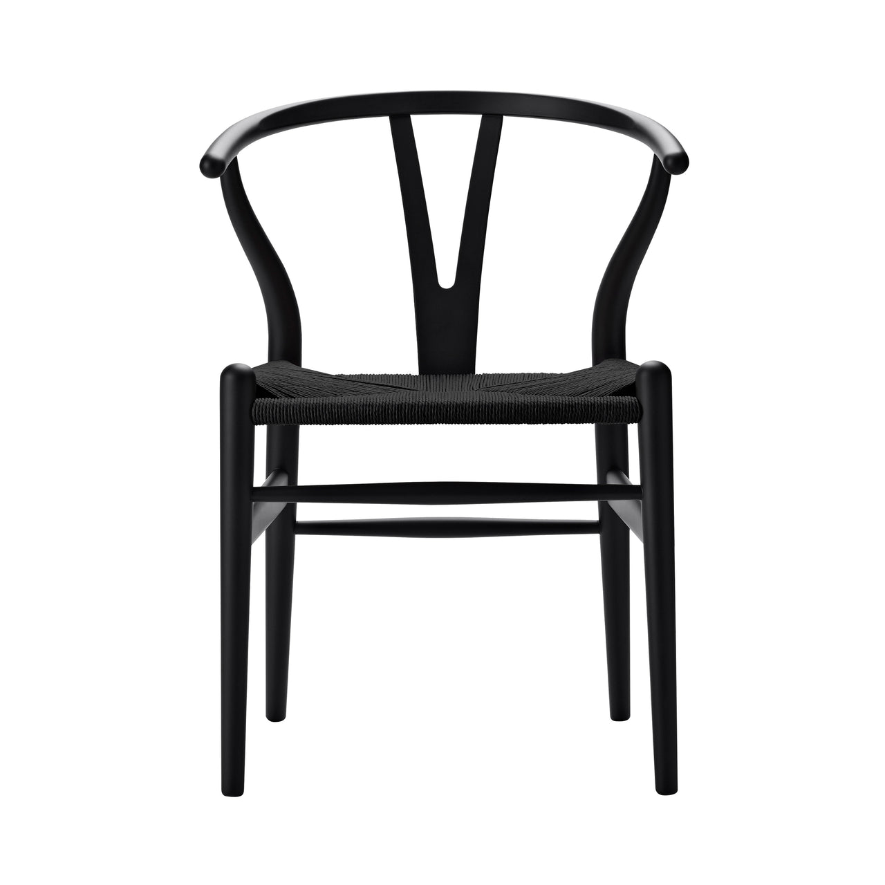 CH24 Wishbone Chair: Black + Black Beech
