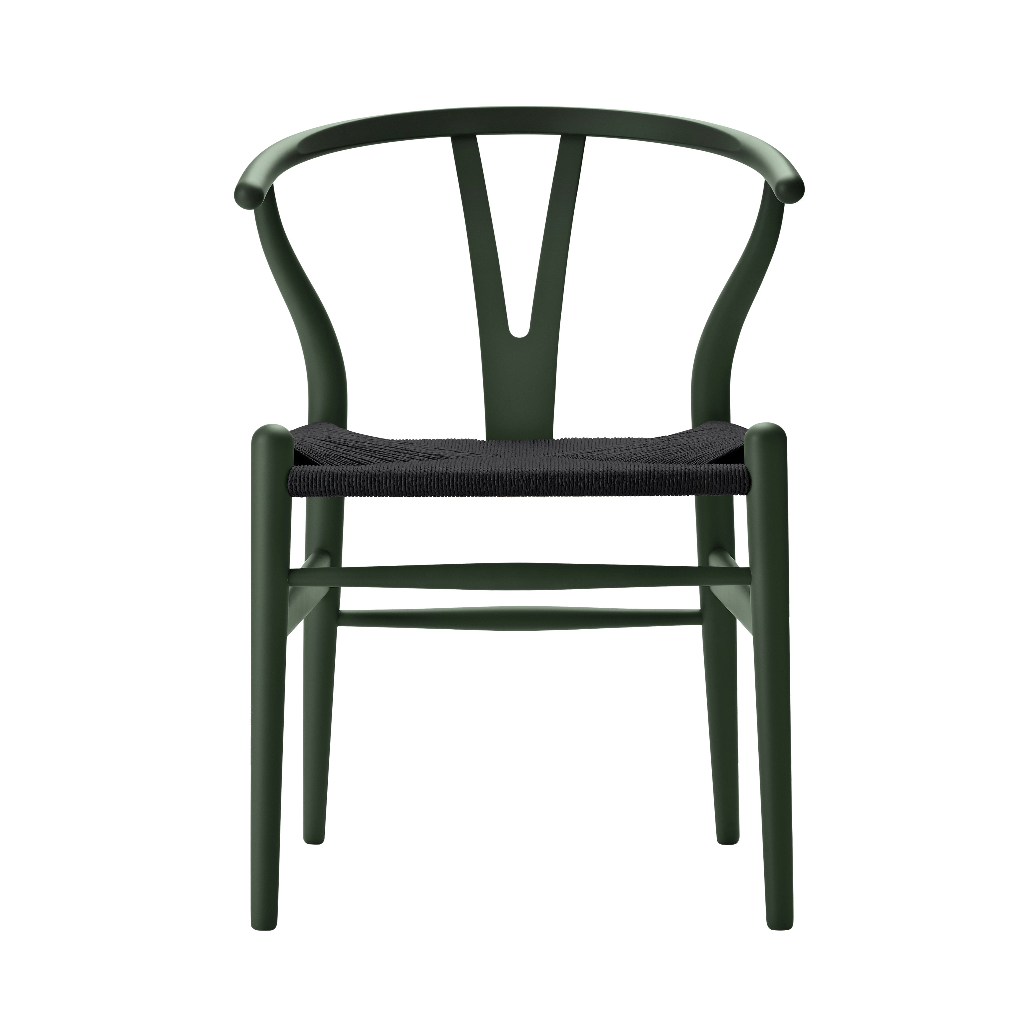 CH24 Wishbone Chair: Black +  Green Beech