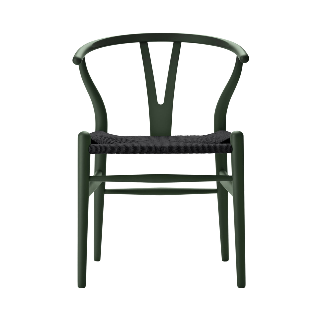 CH24 Wishbone Chair: Black +  Green Beech