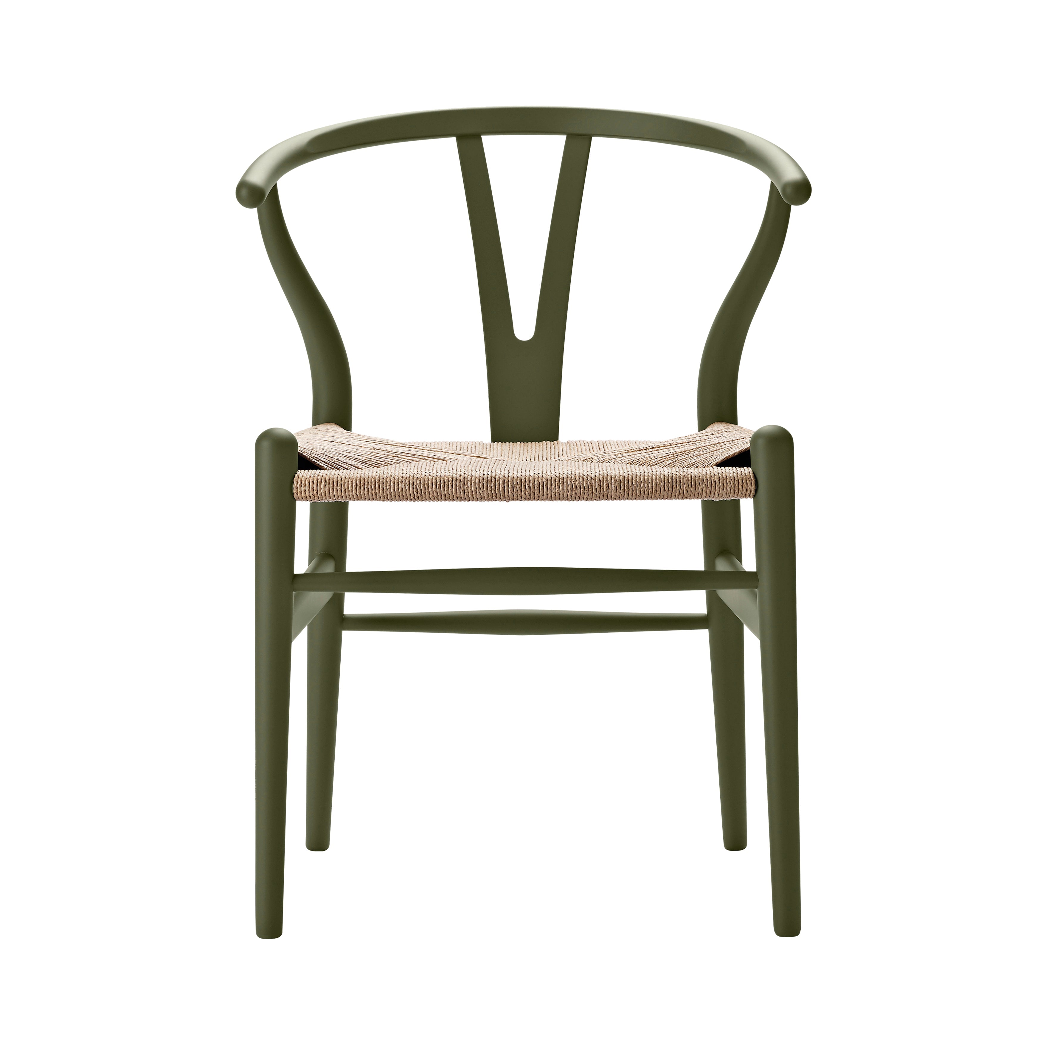 CH24 Wishbone Chair: Natural + Olive Green Beech
