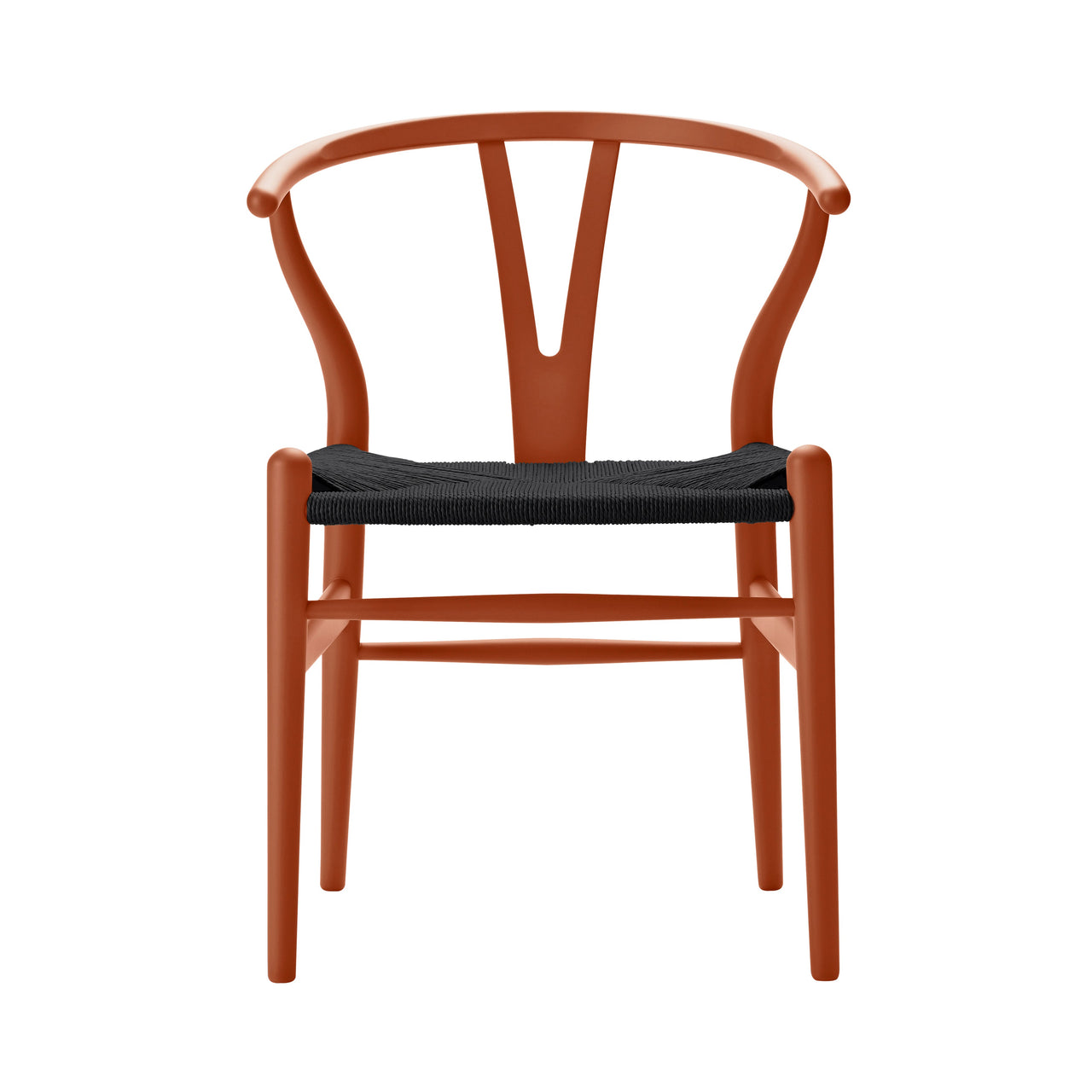 CH24 Wishbone Chair: Black + Orange Red Beech