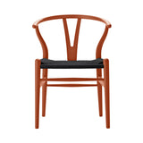 CH24 Wishbone Chair: Black + Orange Red Beech