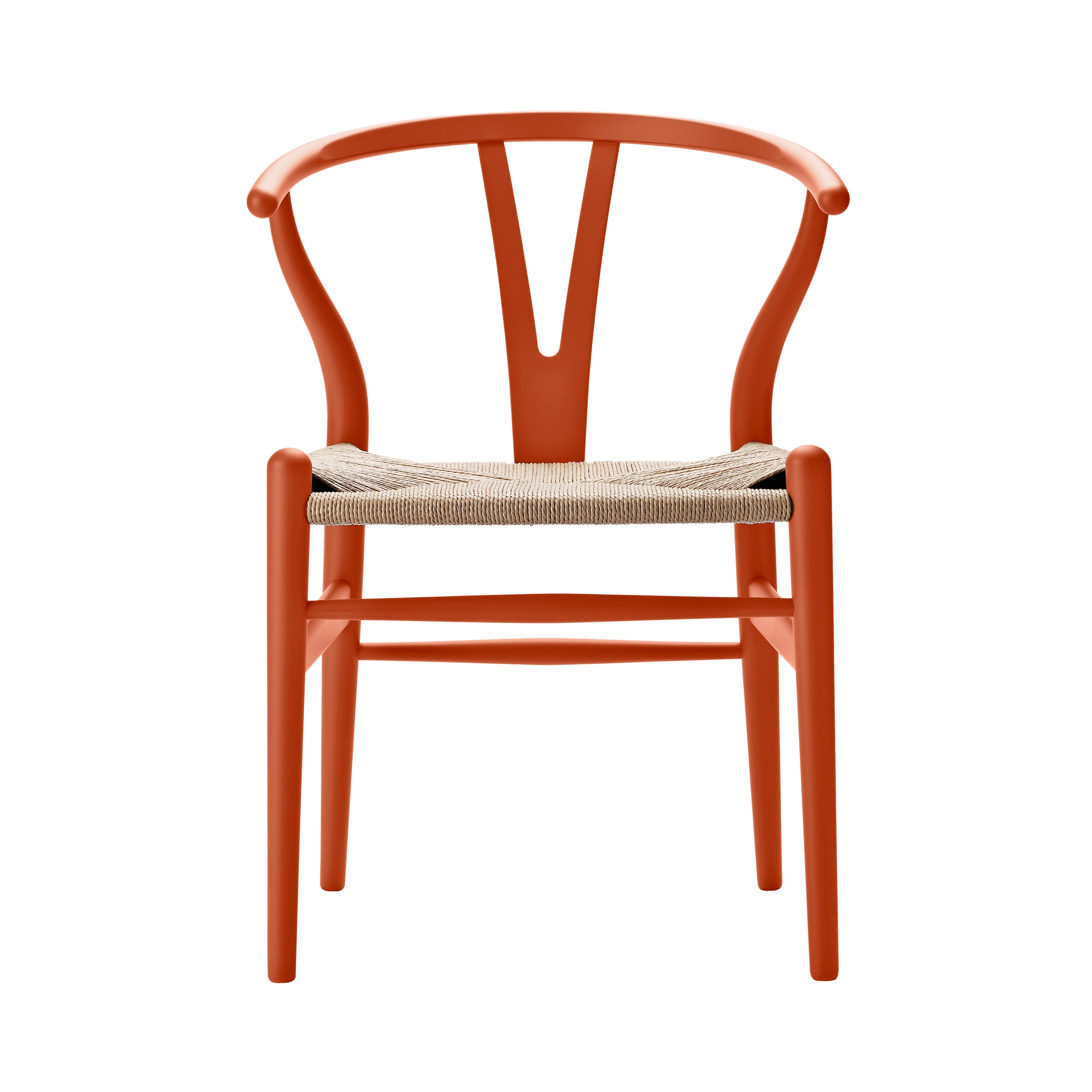 CH24 Wishbone Chair: Natural + Orange Red Beech