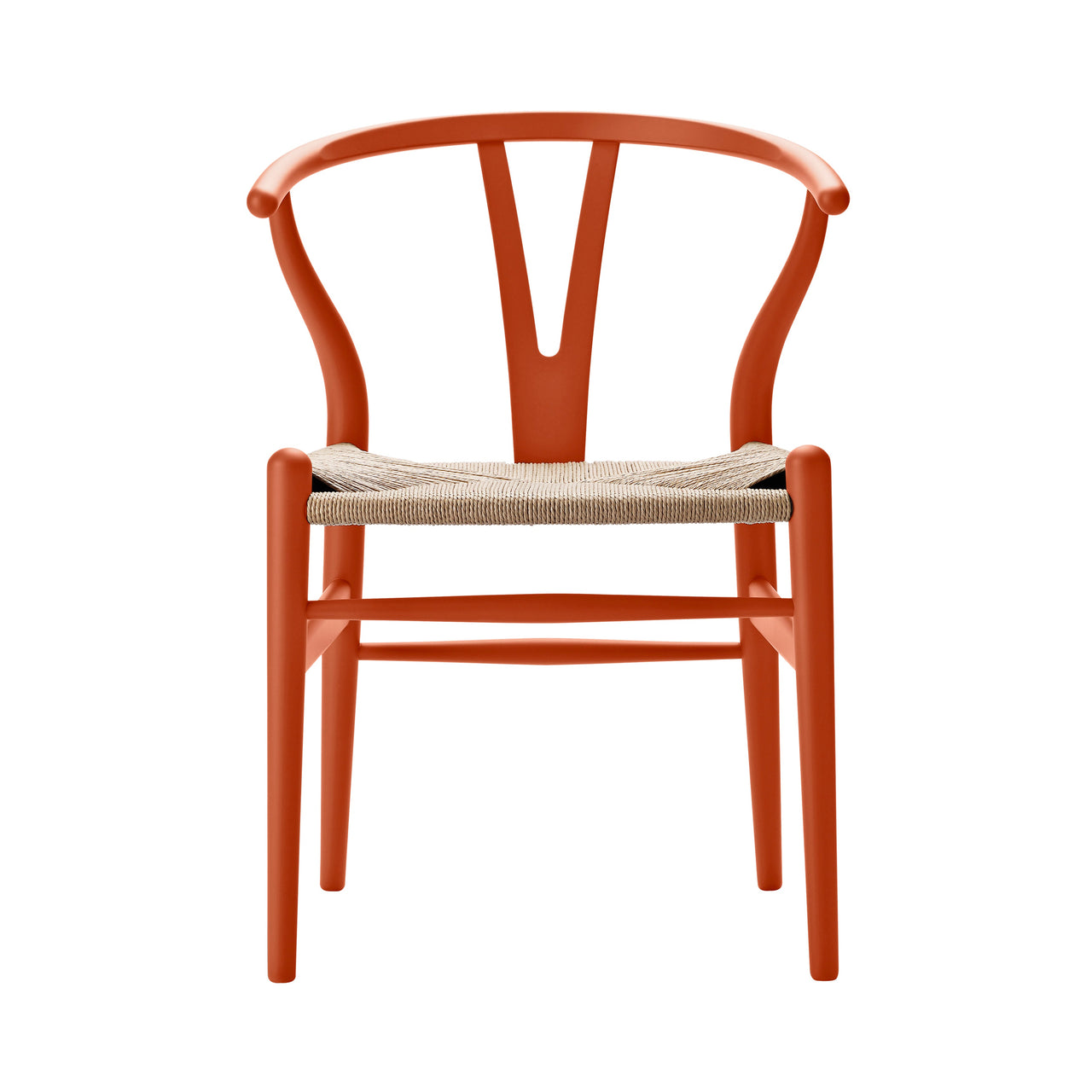 CH24 Wishbone Chair: Natural + Orange Red Beech