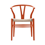 CH24 Wishbone Chair: Natural + Orange Red Beech
