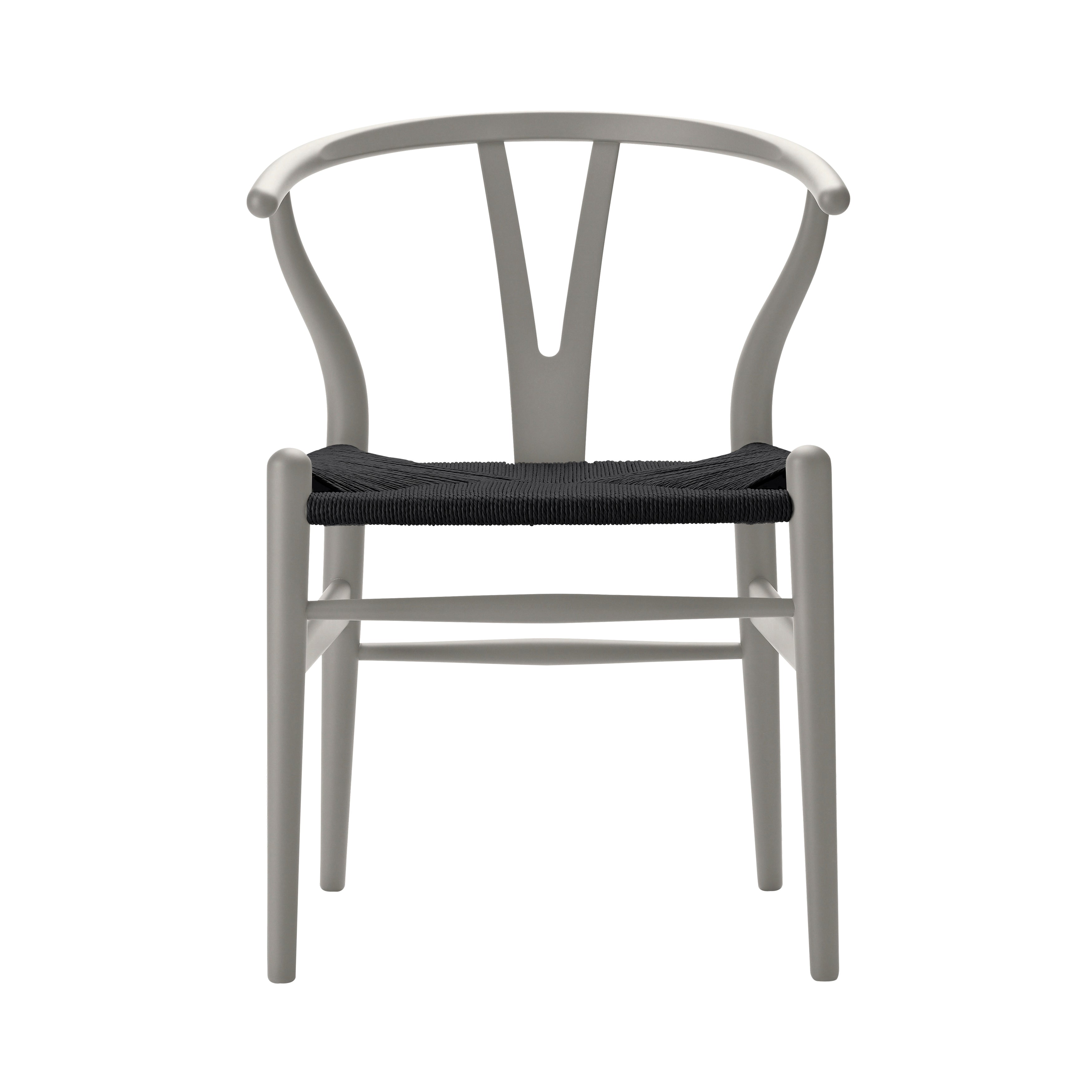 CH24 Wishbone Chair: Black + Silver Grey Beech