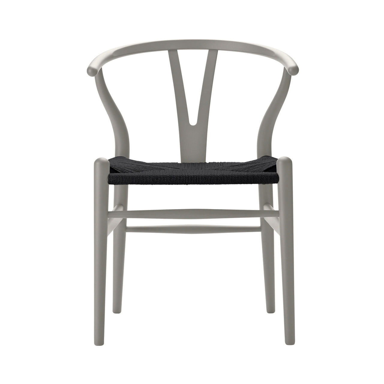 CH24 Wishbone Chair: Black + Silver Grey Beech