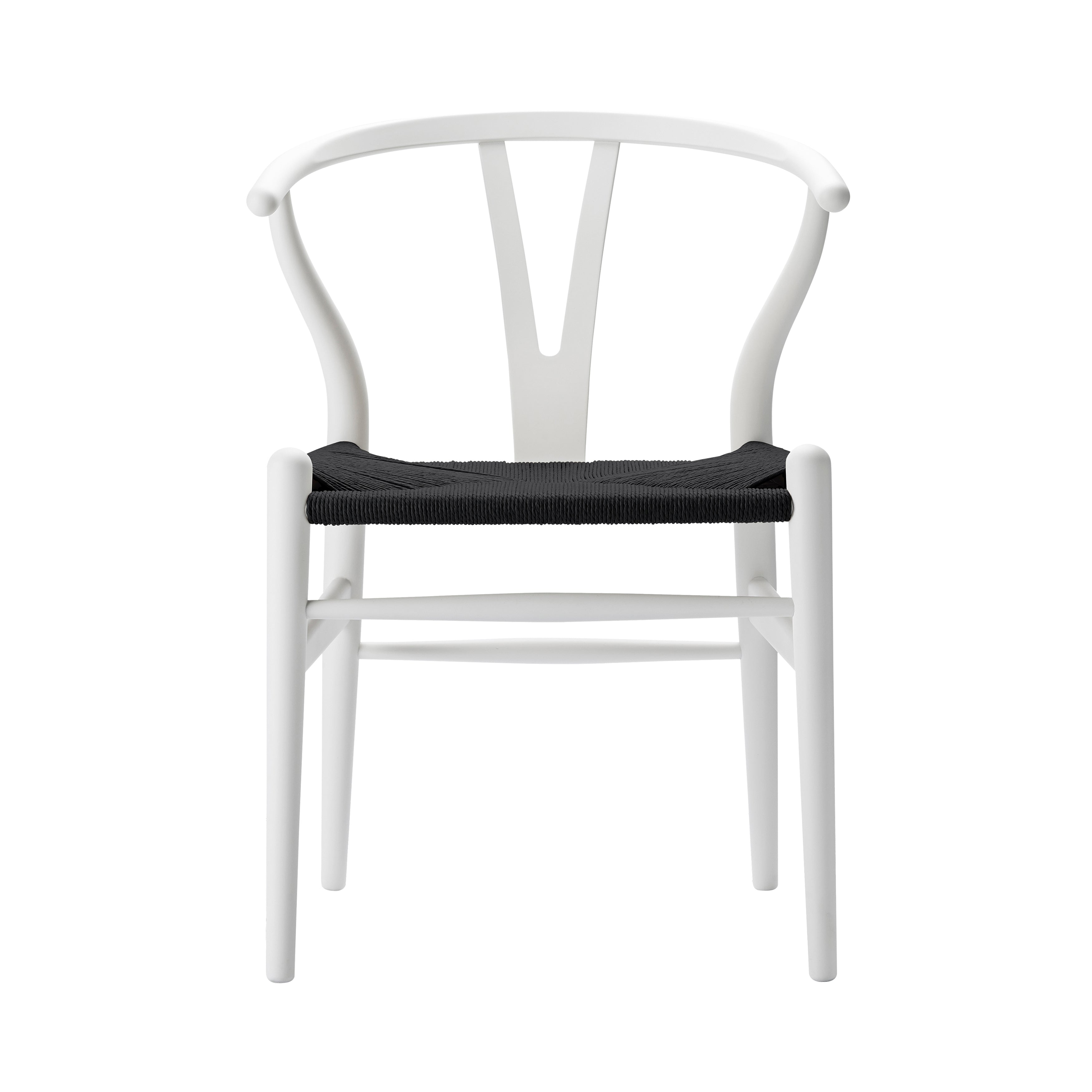 CH24 Wishbone Chair: Black + Natural White Beech