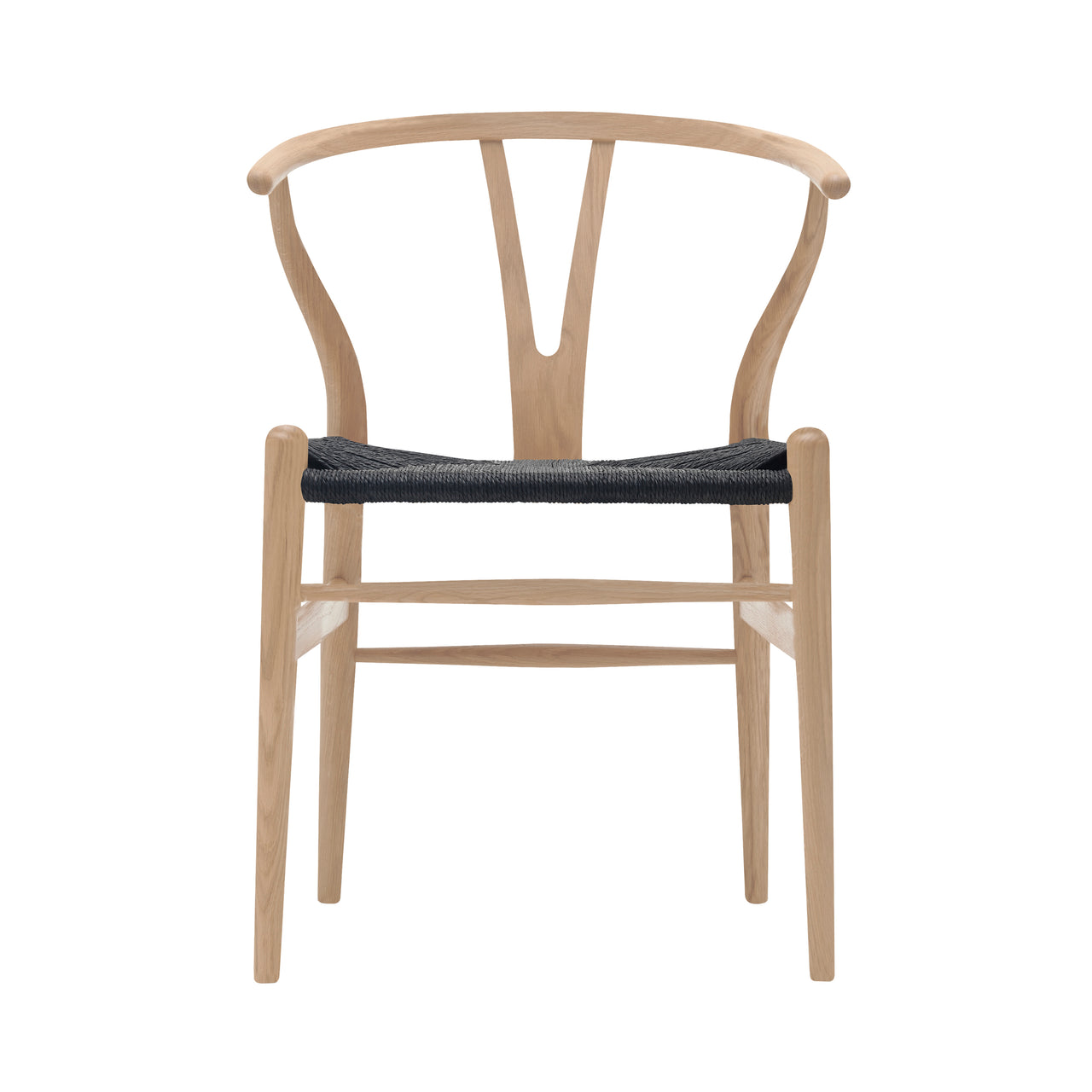 CH24 Wishbone Chair: Black + White Oiled Oak