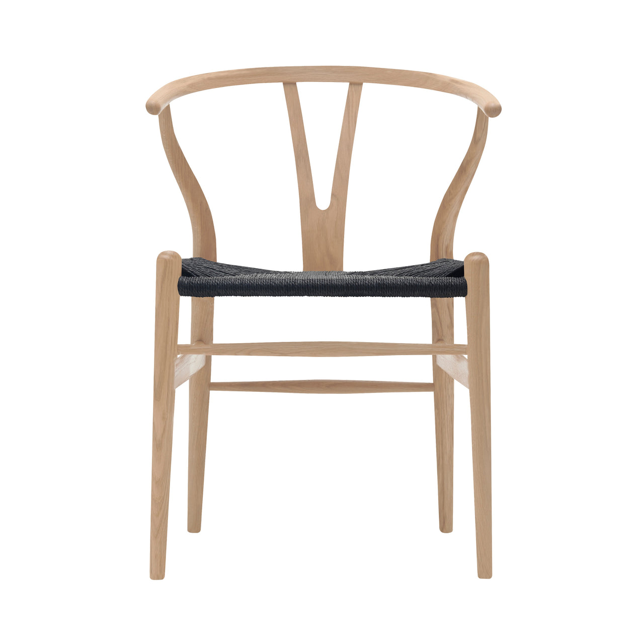 CH24 Wishbone Chair: Black + White Oiled Oak