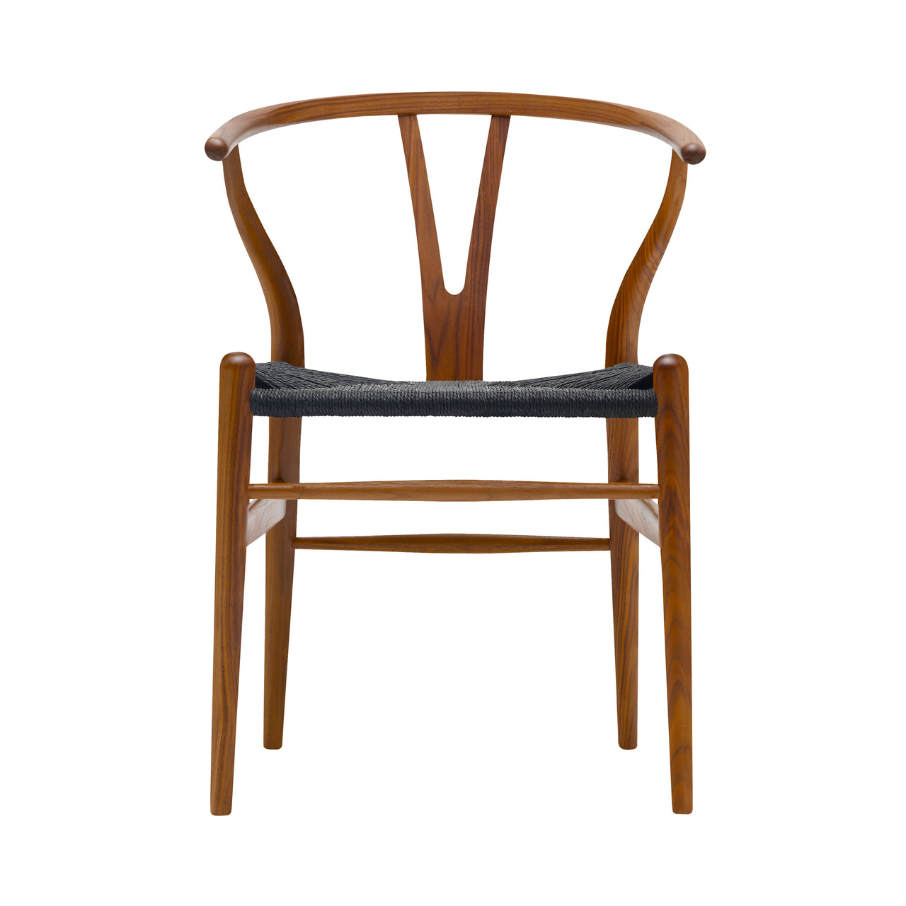CH24 Wishbone Chair: Black + Lacquered Walnut