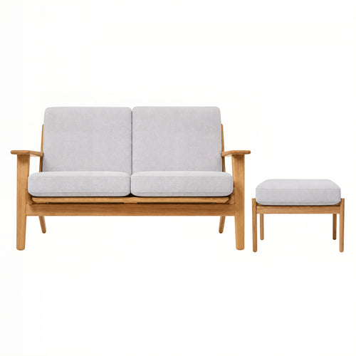 CH292 Sofa with Footstool: Oiled Oak