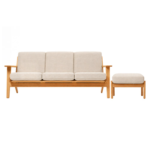 CH293 Sofa with Footstool: Oiled Oak