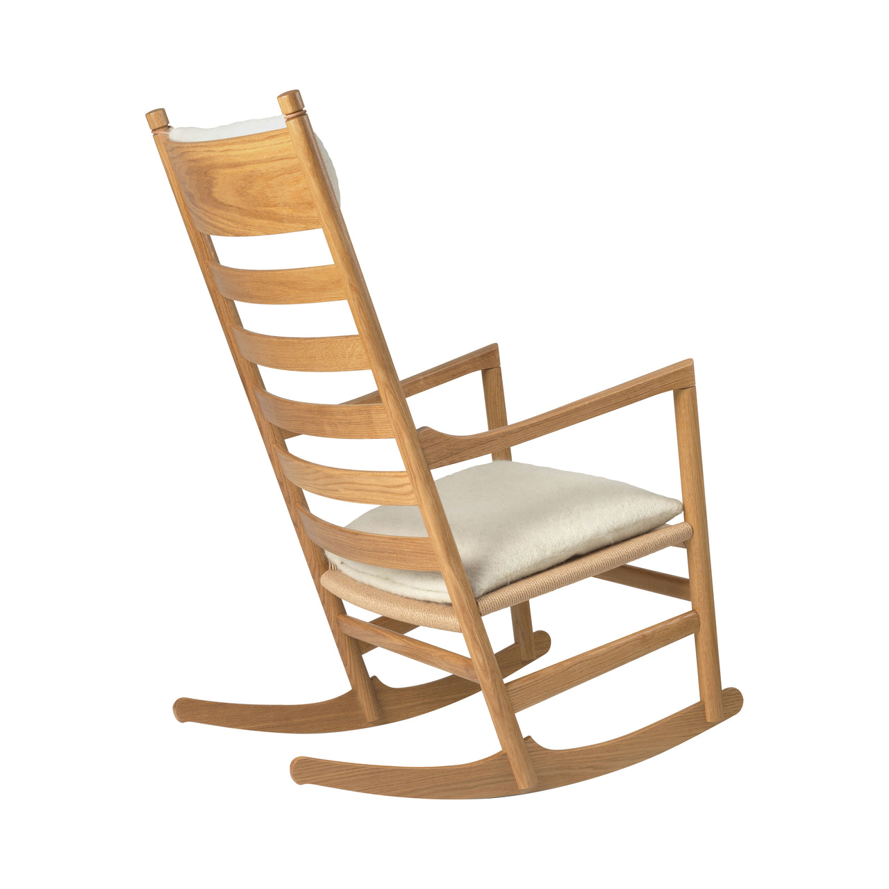 CH45 Rocking Chair with Cushion: Natural Paper Cord + Lacquered Oak