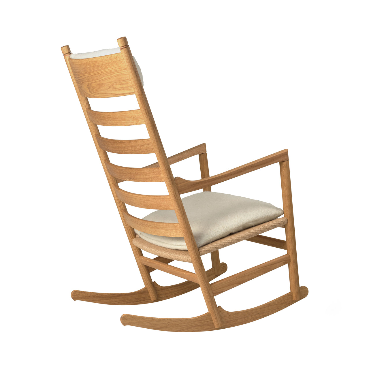 CH45 Rocking Chair with Cushion: Natural Paper Cord + Oiled Oak
