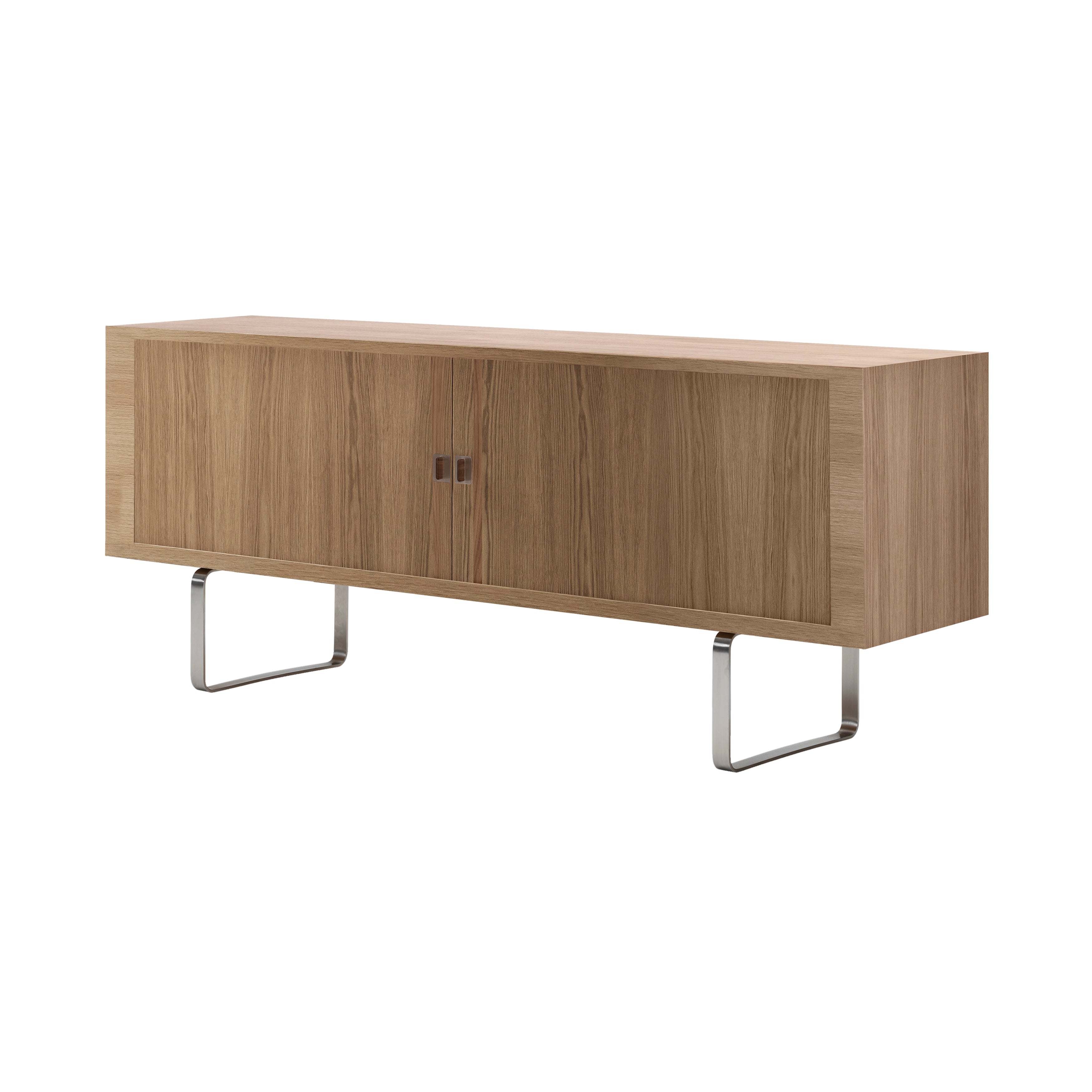 CH825 Credenza: Sled Base + Oiled Oak + Stainless Steel