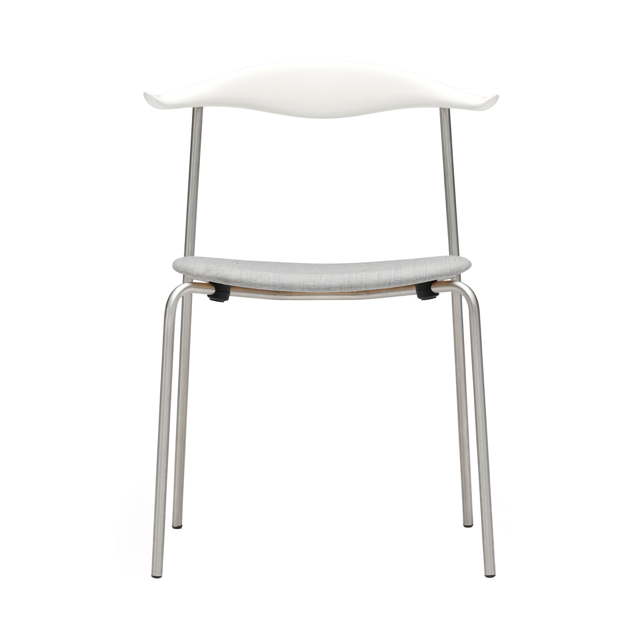 CH88P Dining Chair: Stainless Steel + Beech + Natural White Beech