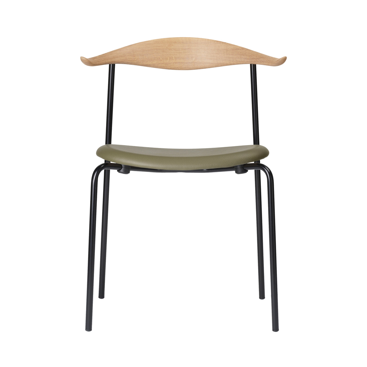 CH88P Dining Chair: Black Steel + Oak + Oiled Oak