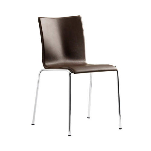 Chairik 101 Stacking Chair: 4-Legs + Fully Upholstered + Polished Chrome