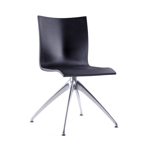 Chairik XL 136 Chair: 4-Star Base + Black Plastic + Aluminium