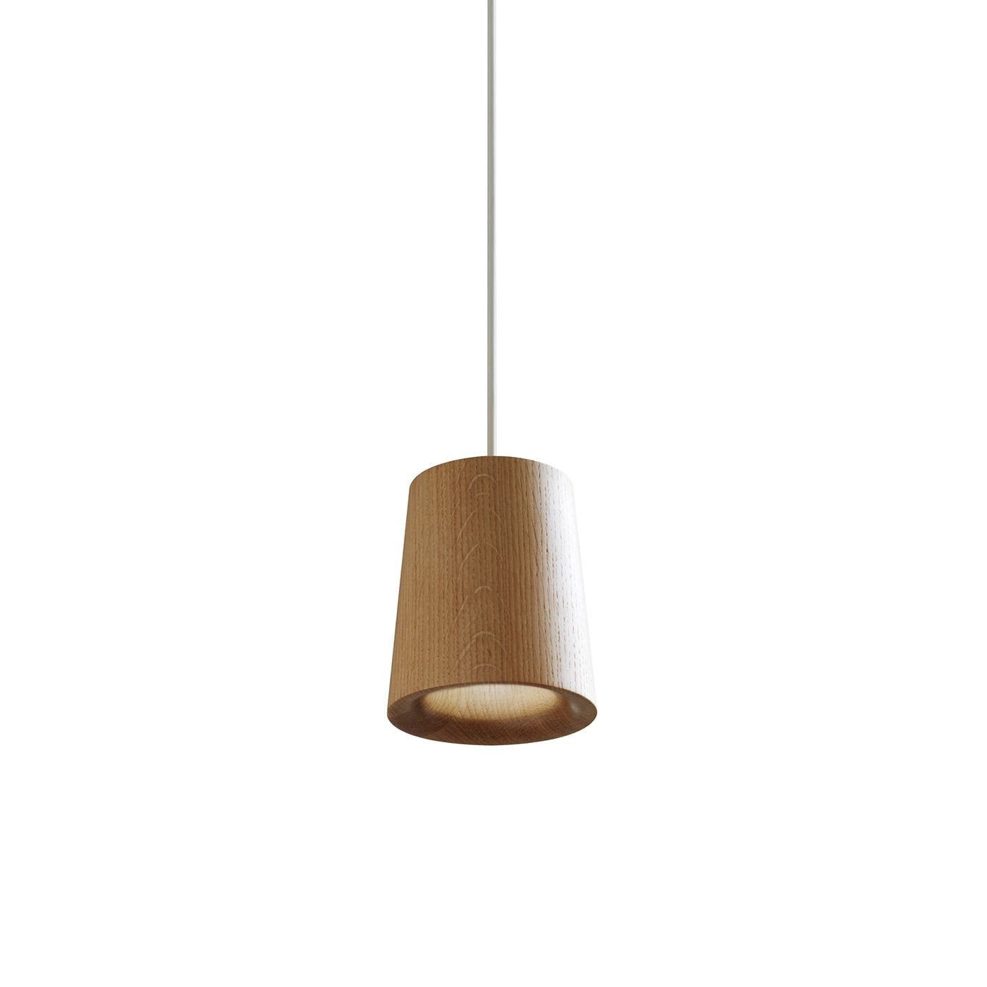 Solid Pendant: 1 + Cone + Natural Oak + White