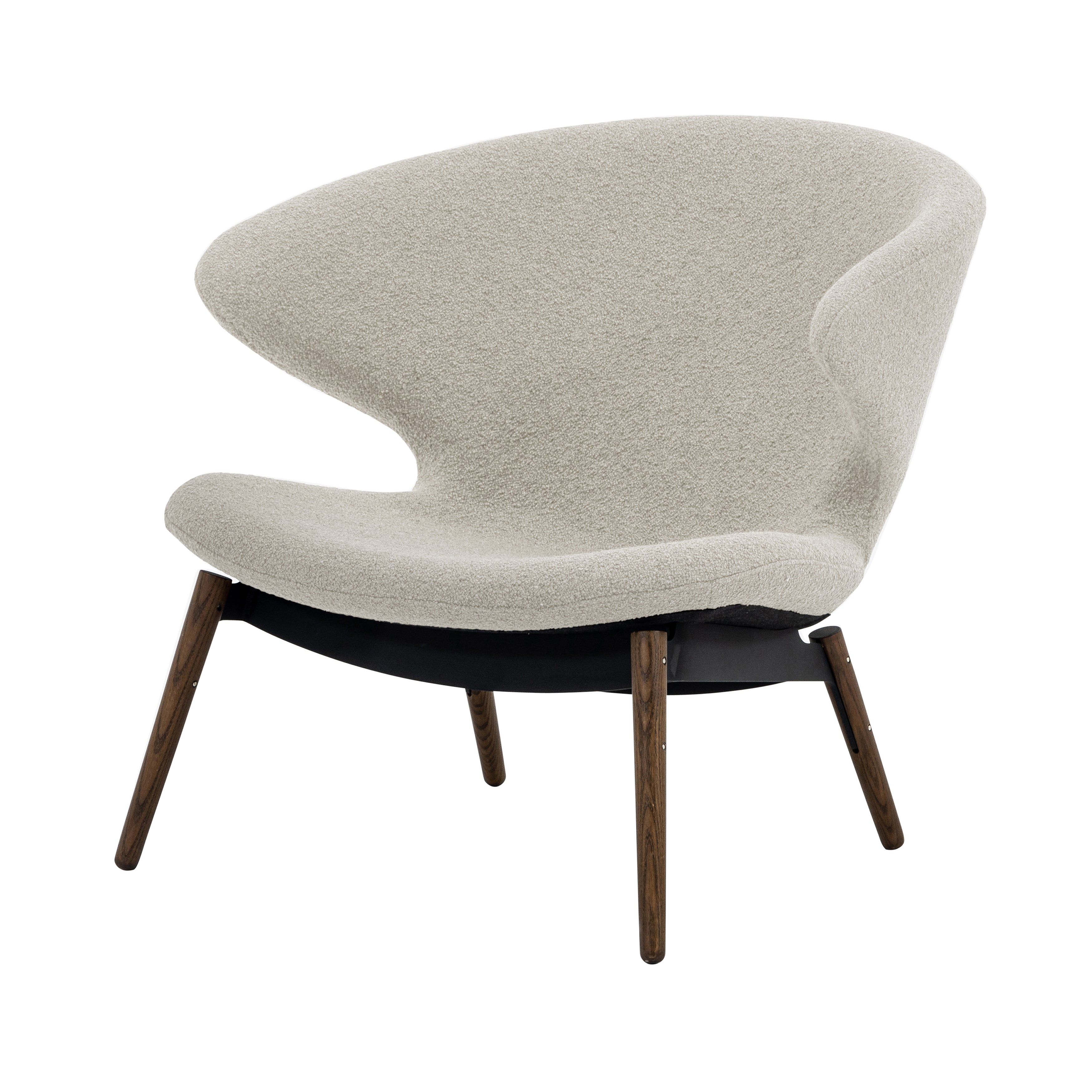Ella Lounge Chair: Composite + Walnut + Black + Boucle Chalk