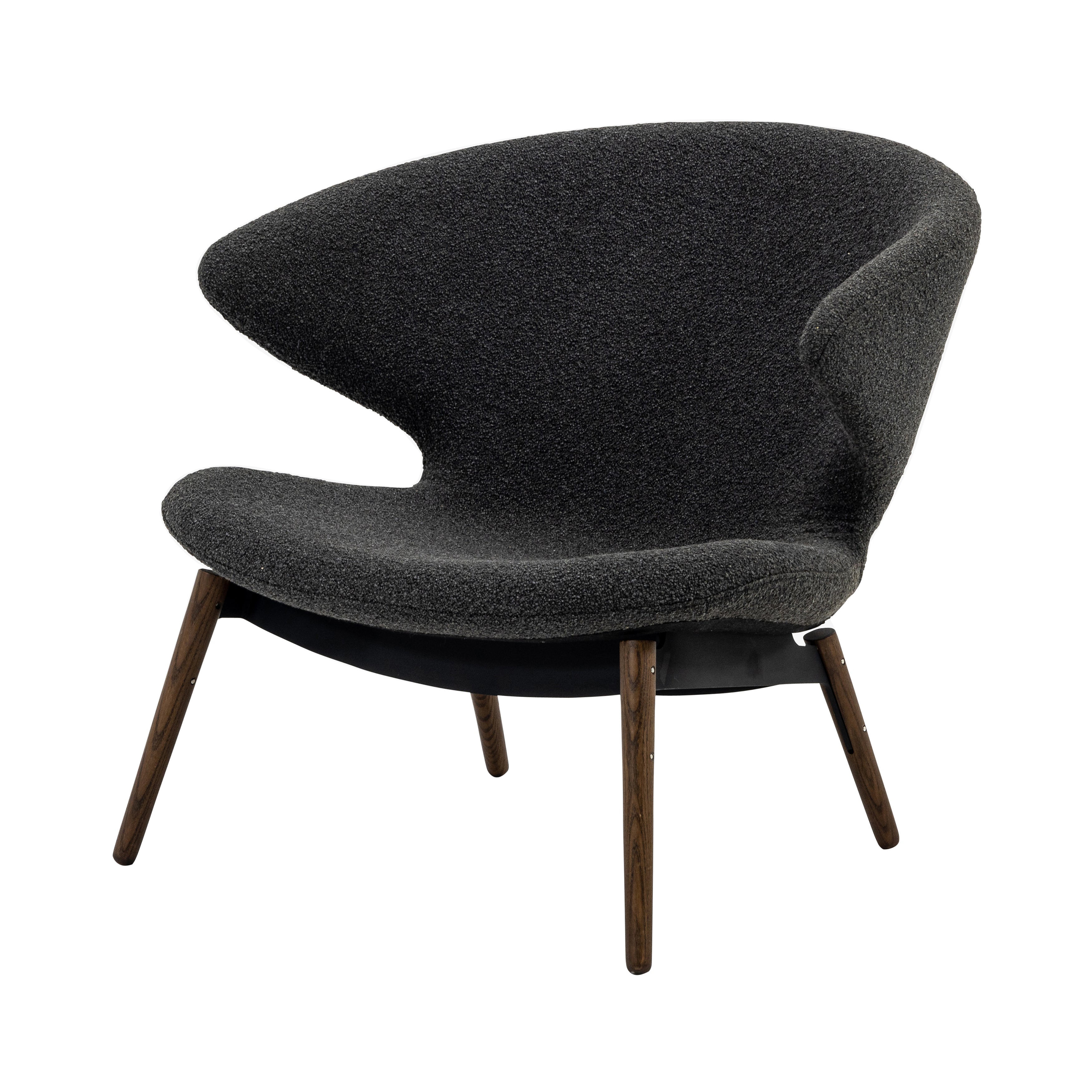 Ella Lounge Chair: Composite + Walnut + Black + Boucle Slate