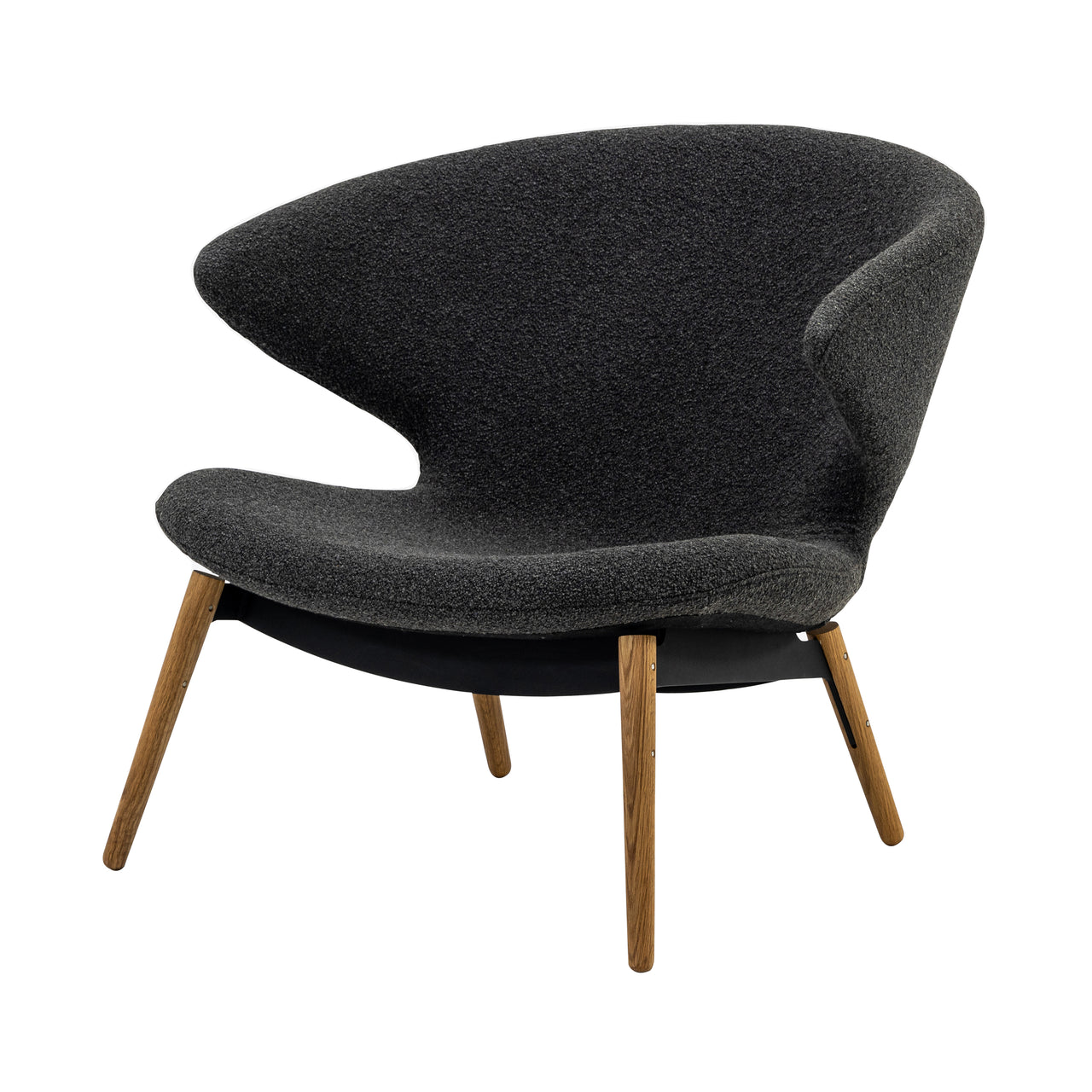 Ella Lounge Chair: Composite + Oak + Black + Boucle Slate