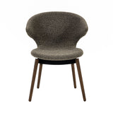 Ella Dining Chair: Composite + Walnut + Black + Fine Boucle Pepper