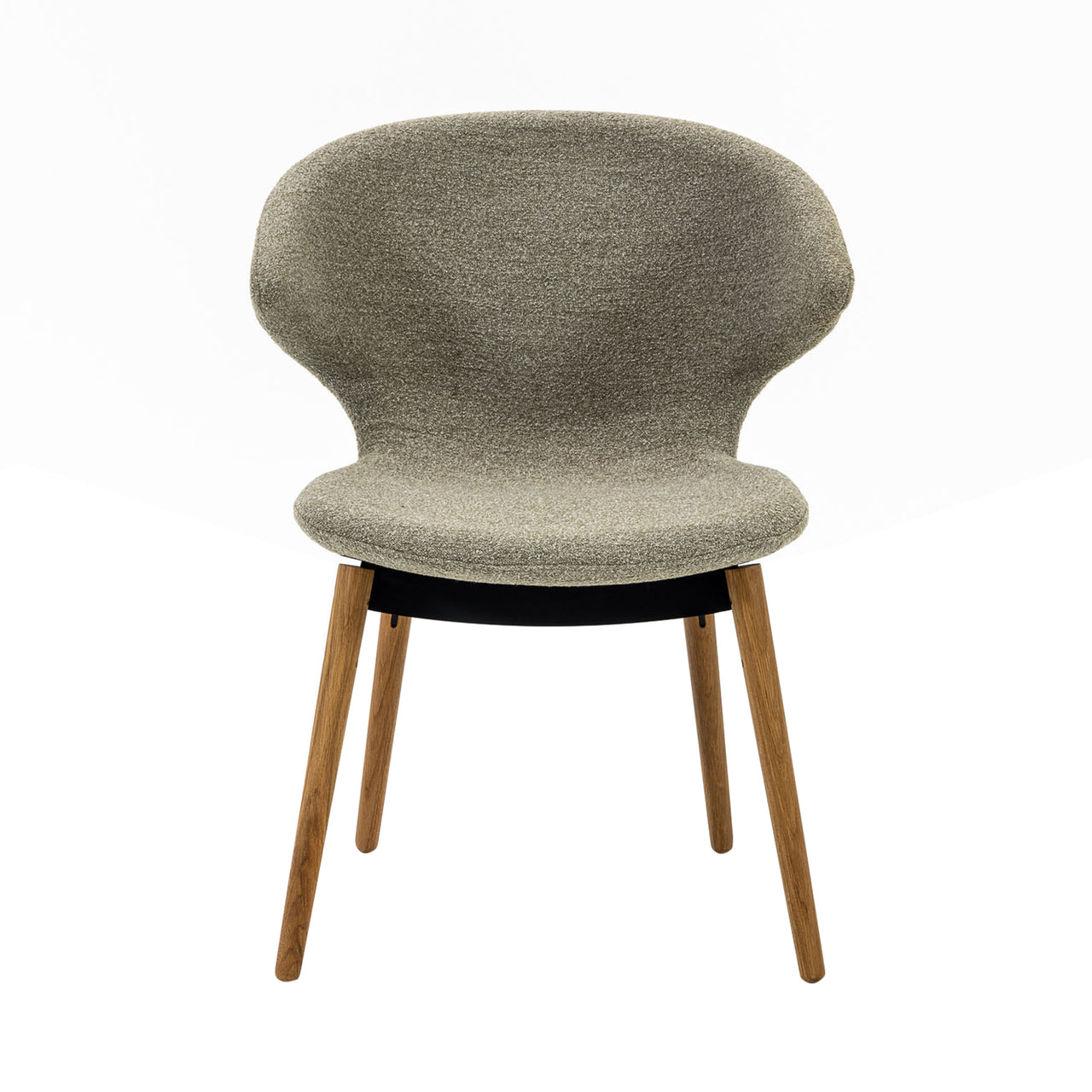 Ella Dining Chair: Composite + Oak + Black + Fine Boucle Sable