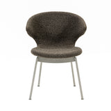 Ella Dining Chair: Tubular + Stainless Steel + Fine Boucle Pepper