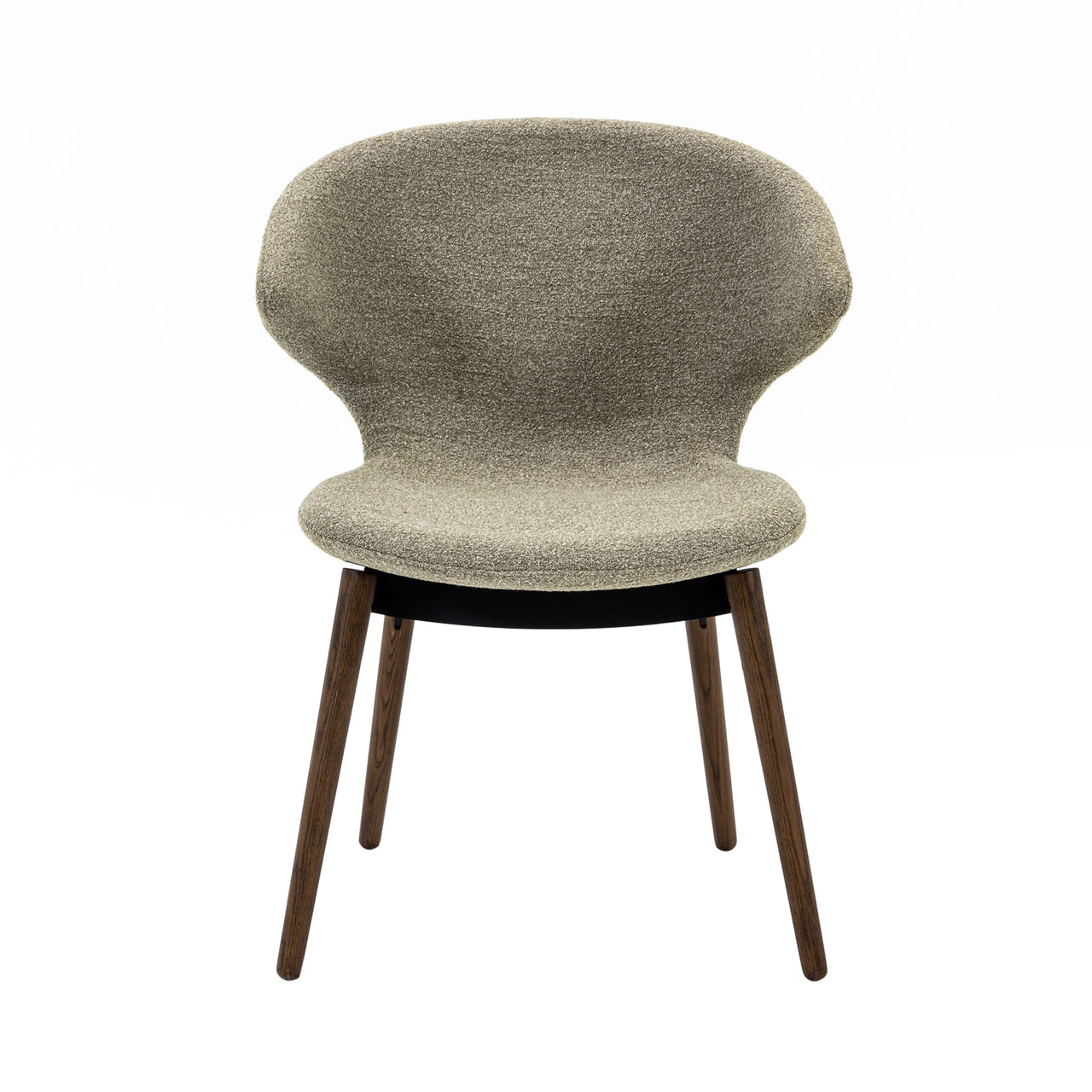 Ella Dining Chair: Composite + Walnut + Black + Fine Boucle Sable