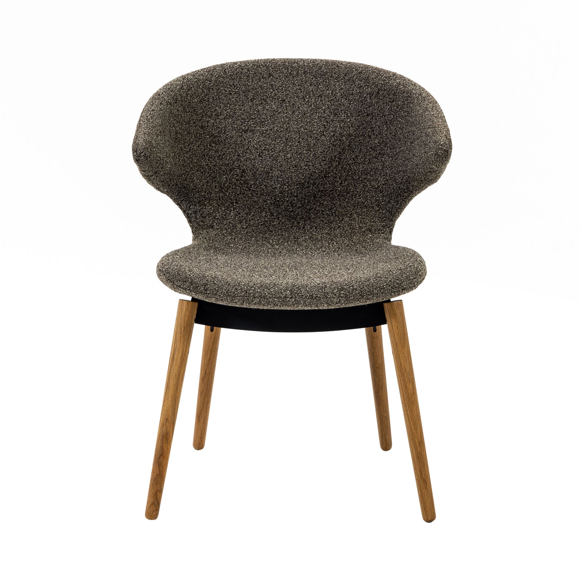 Ella Dining Chair: Composite + Oak + Black + Fine Boucle Pepper