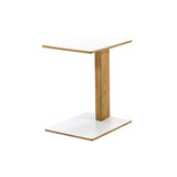 Overhang Side Table: Rectangle + Oak + White