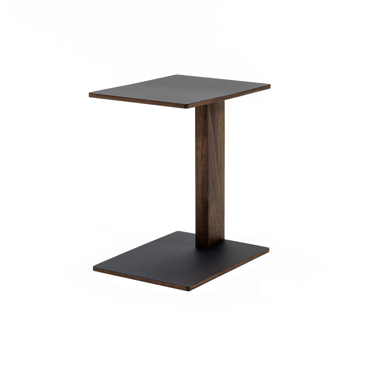 Overhang Side Table: Rectangle + Walnut + Black