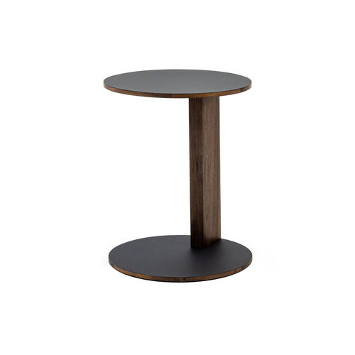 Overhang Side Table: Round + Walnut + Black