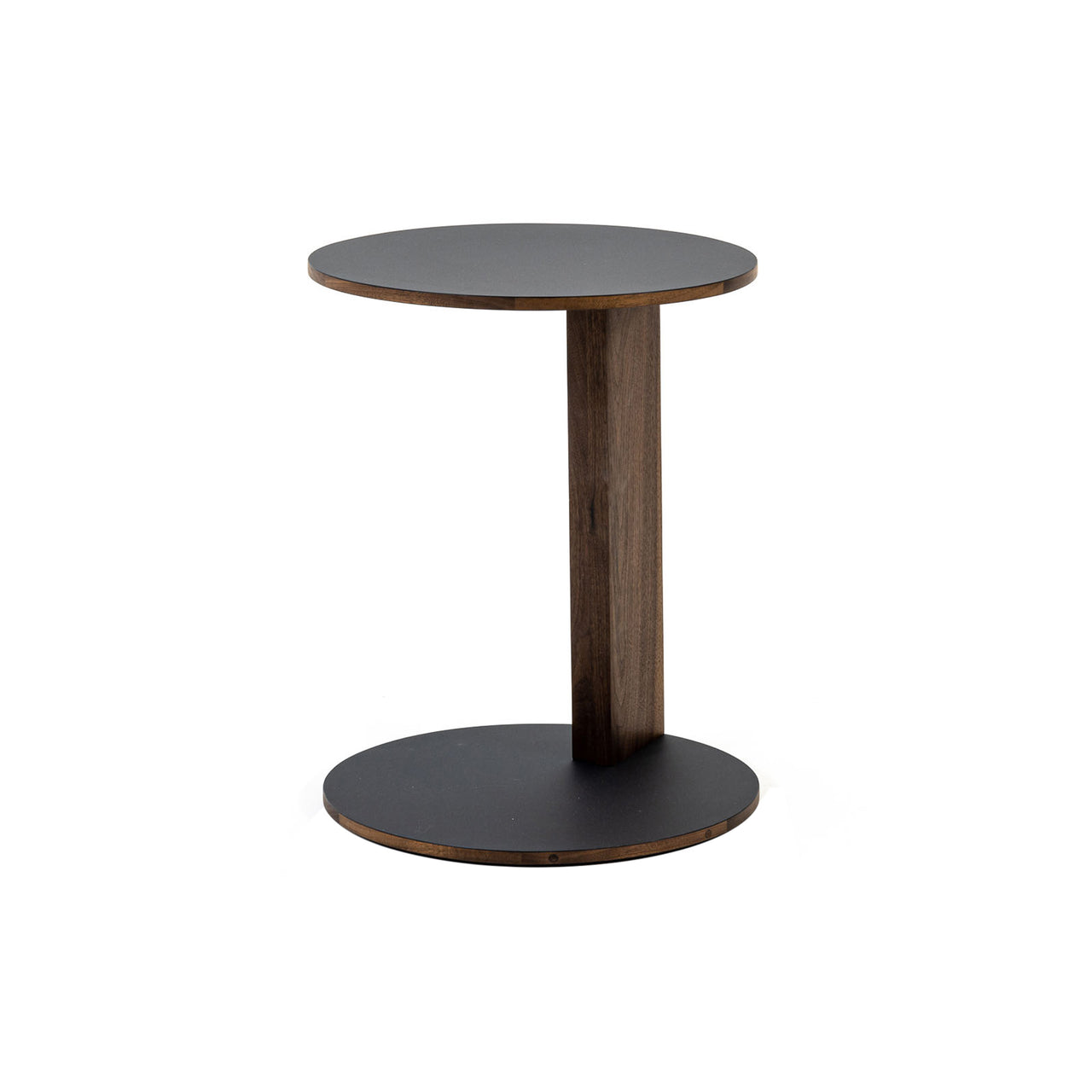 Overhang Side Table: Round + Walnut + Black