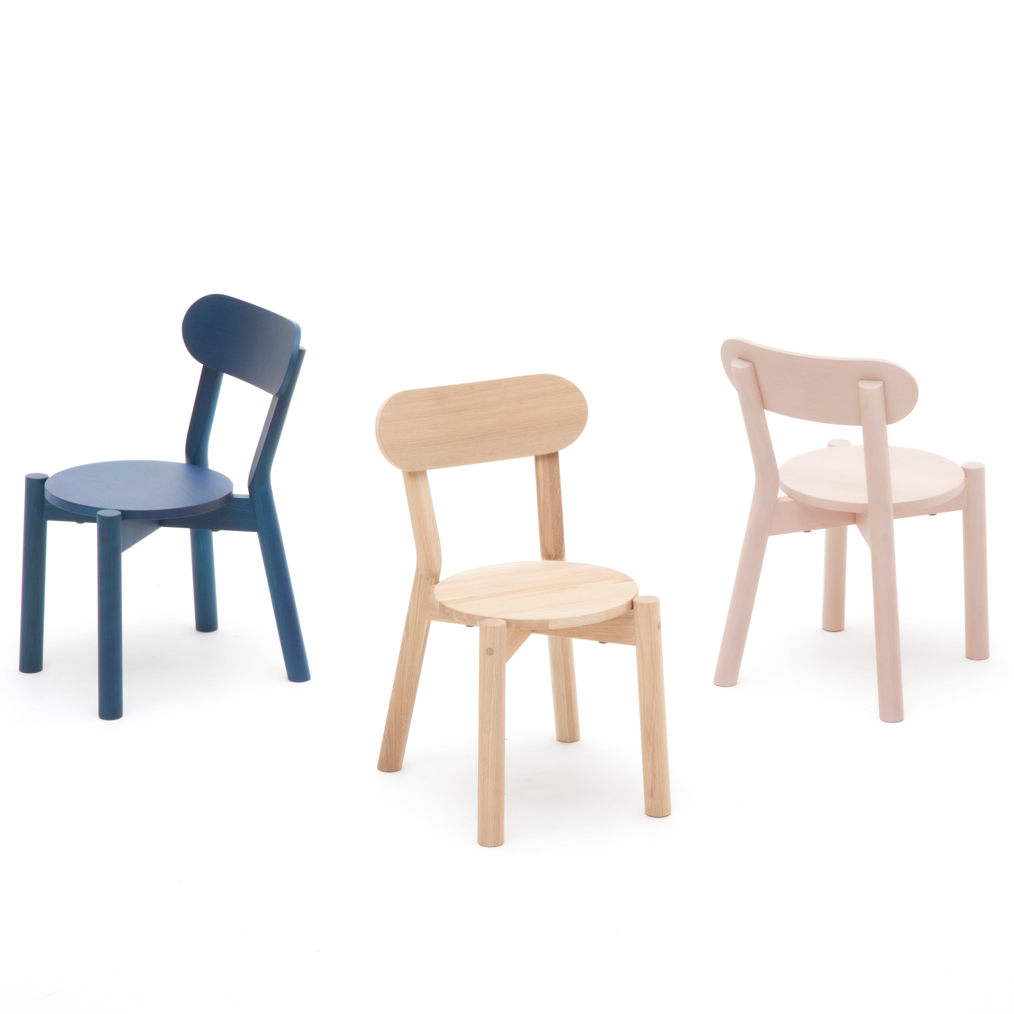 Castor Kids Chair: Indigo Blue Oak + Pure Oak + Pink White