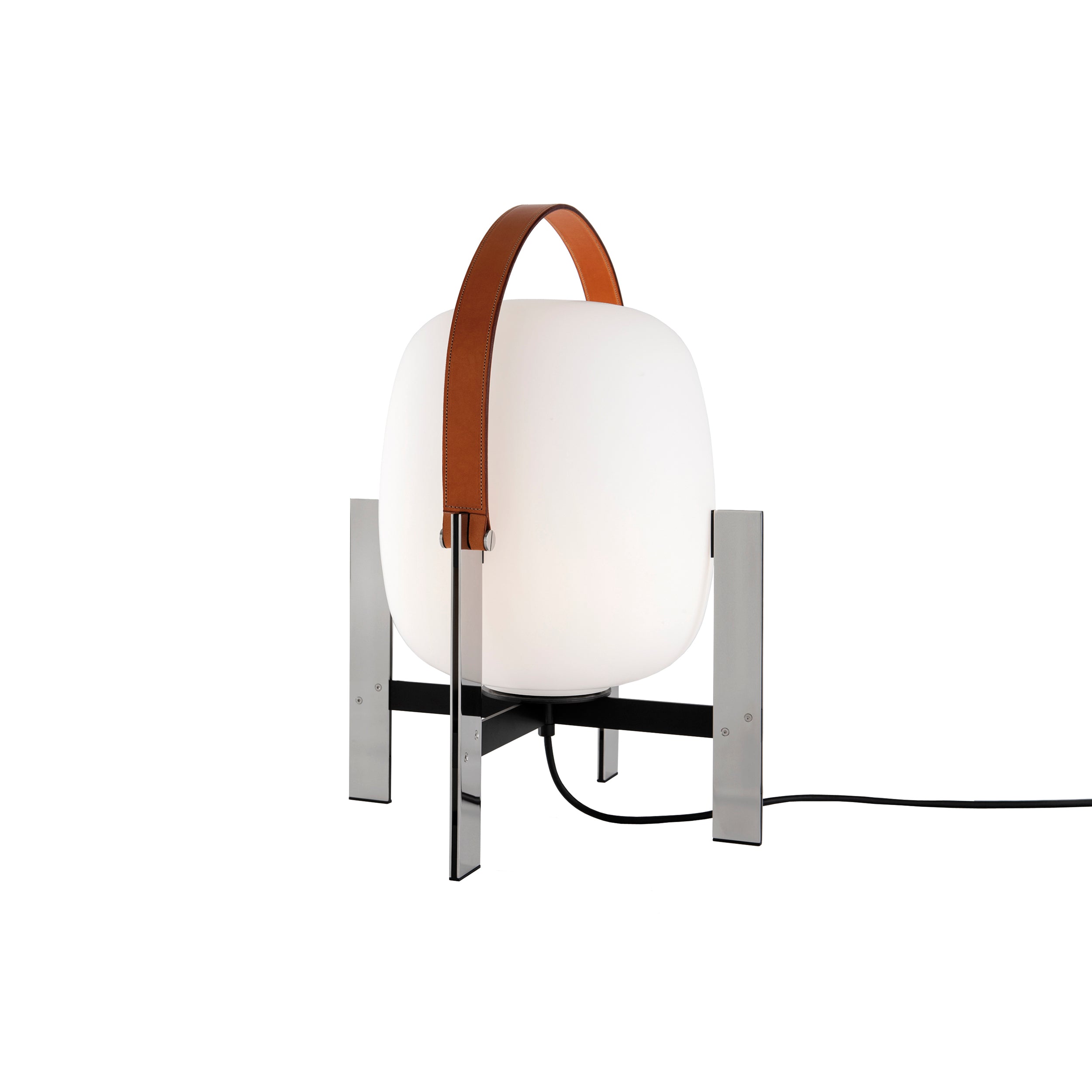 Cesta Metálica Table Lamp: With Natural Leather Handle
