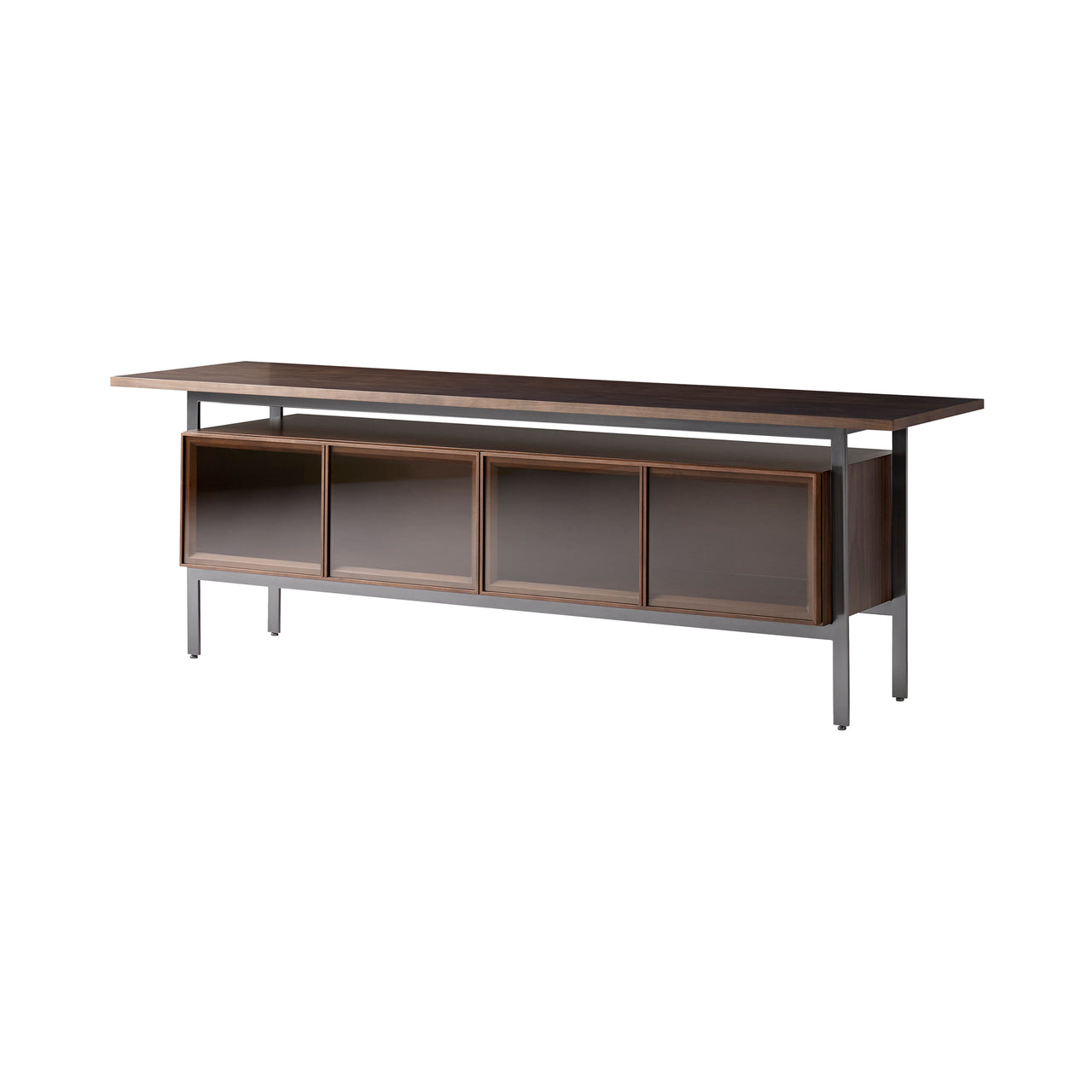 Chicago Glass Door Sideboard: Small + Walnut Stained Walnut + Walnut Stained Walnut