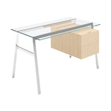 Homework 1 Desk: Double Drawer Right with Glass Top + Chrome + White Oak