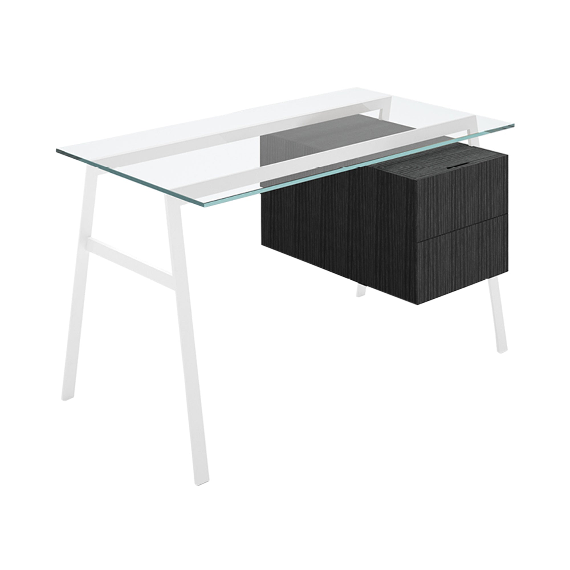 Homework 1 Desk: Double Drawer Right with Glass Top + White + Black Oak