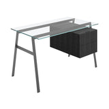 Homework 1 Desk: Double Drawer Right with Glass Top + Gun Metal + Black Oak