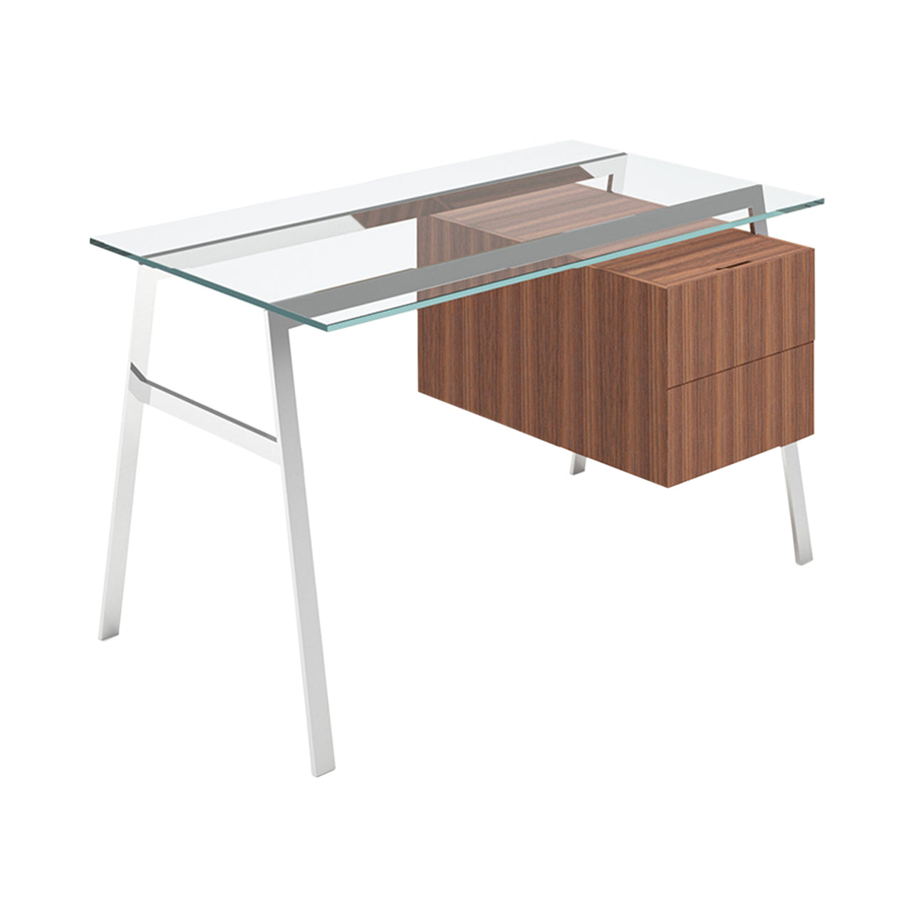 Homework 1 Desk: Double Drawer Right with Glass Top + Chrome + Walnut