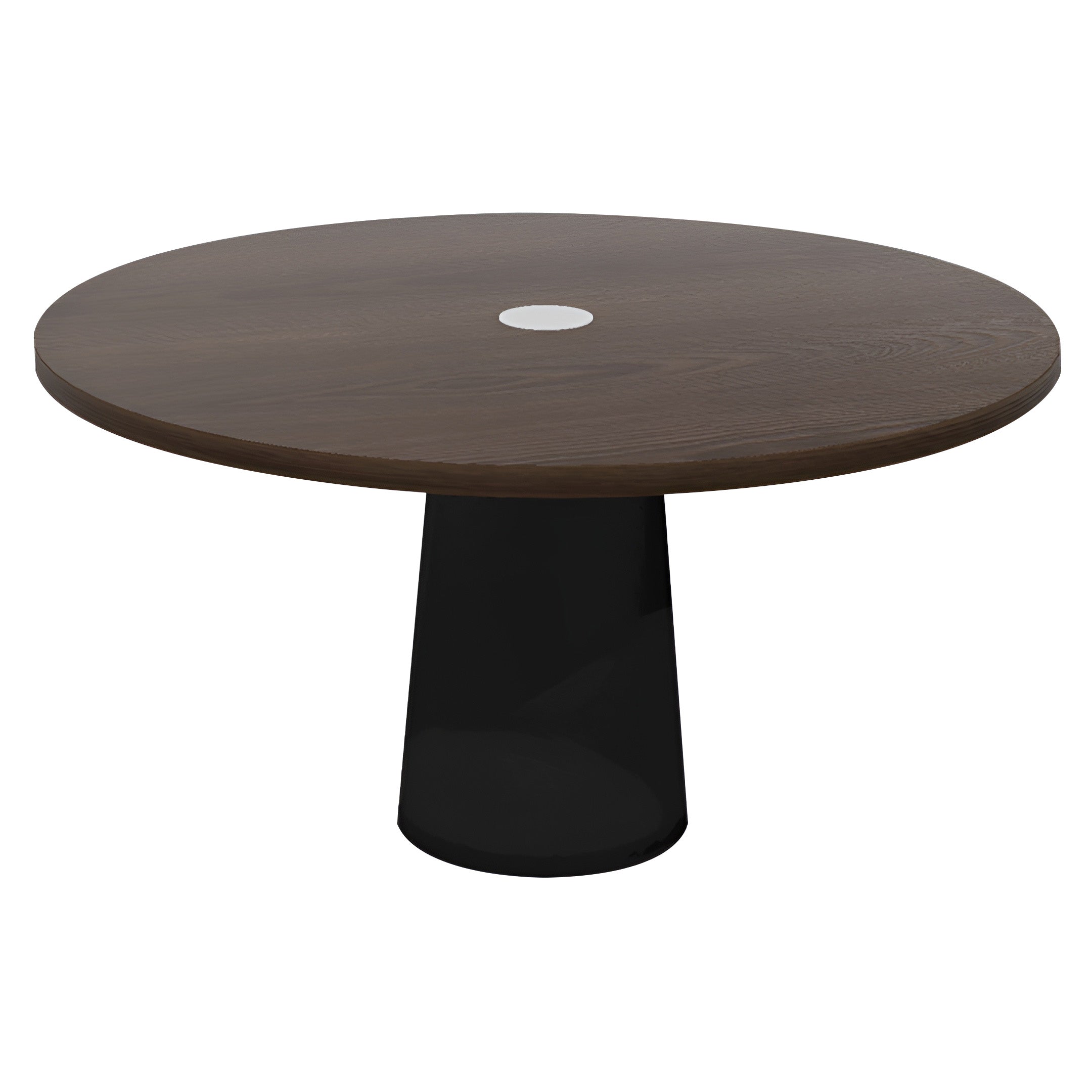 Container Round Table: Large + Cable Feed + Cinnamon Stained with Hole + Black