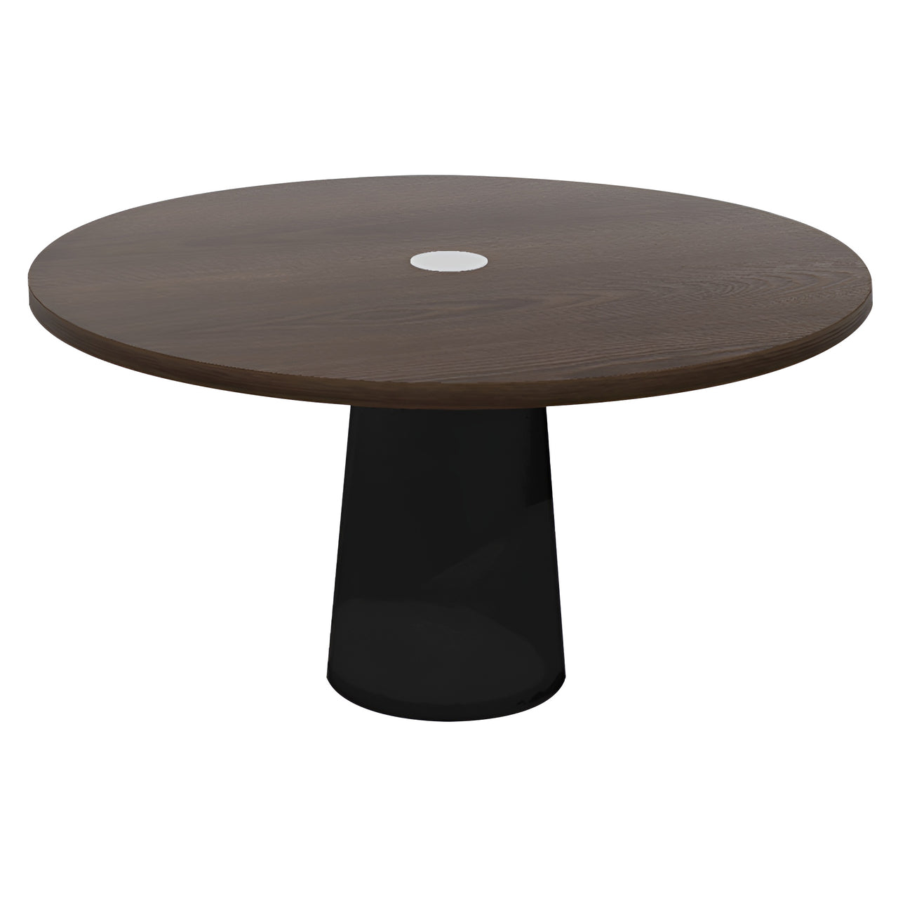 Container Round Table: Large + Cable Feed + Cinnamon Stained with Hole + Black