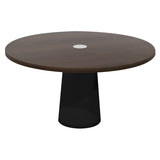 Container Round Table: Large + Cable Feed + Cinnamon Stained with Hole + Black